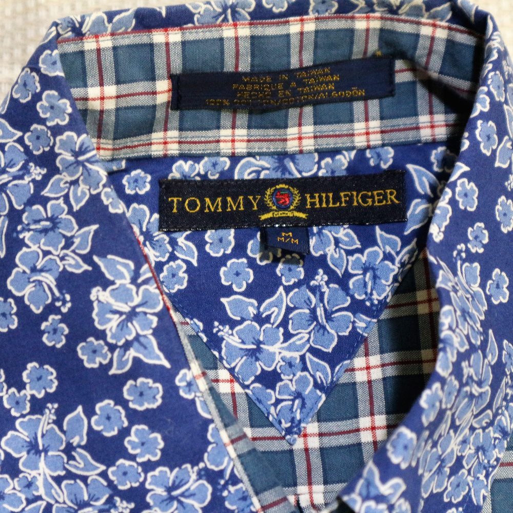 VTG TOMMY HILFIGER Flower Collar Plaid Shirt Sz Medium Men - Picture 3 of 8